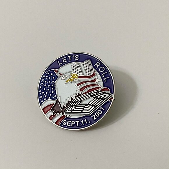2001 Lets Roll 911 Remembered Lapel Hat Pin US Flag Eagle - Picture 11 of 11